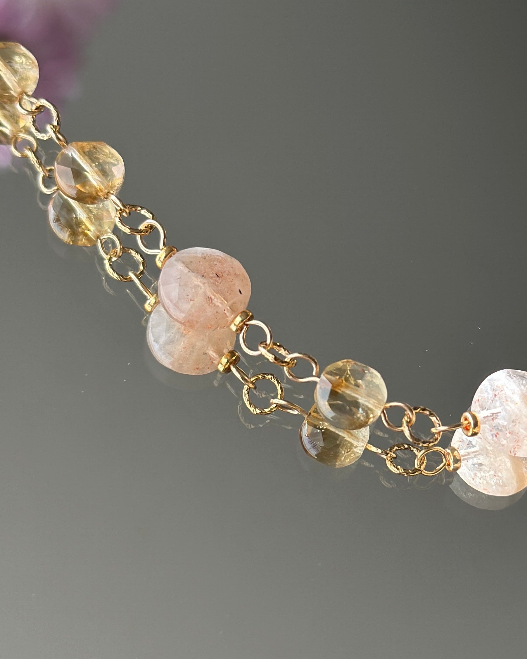 Sun Kissed | Linked Gemstone Necklace | Citrine & Sunstone | 14k Gold-Filled