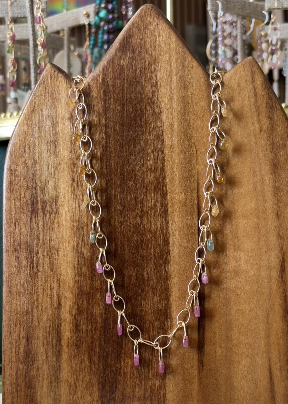 Radiance | Handmade Chain Necklace | Rainbow Tourmaline | 14k Gold-Filled
