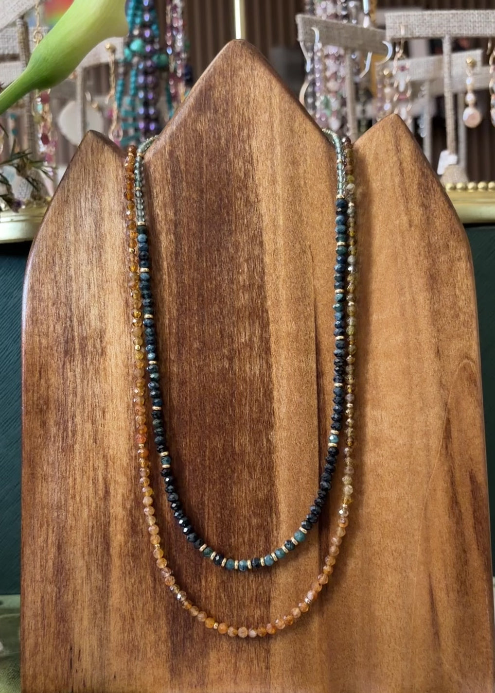 Forest Lush | Beaded Gemstone Necklace | Blue/Green Tourmaline & Quartz | 14k Gold-Filled