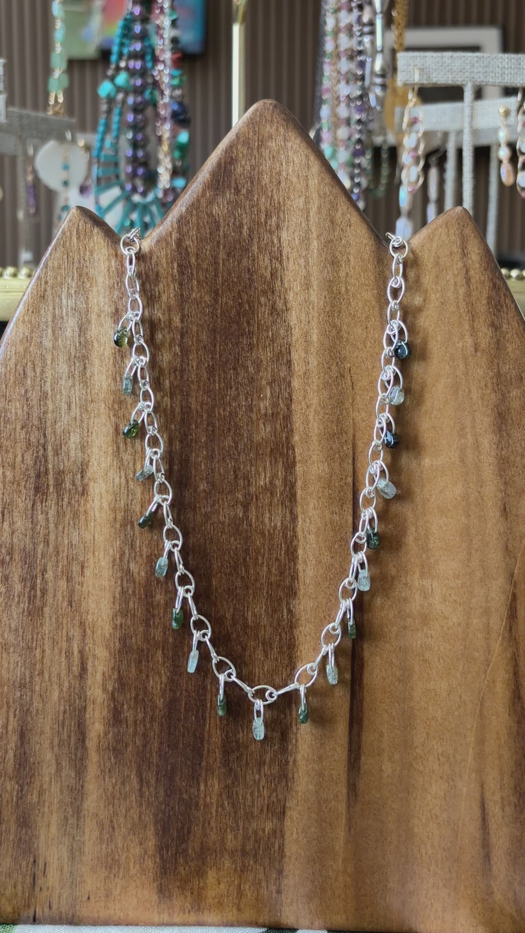 Creativity | Handmade Chain Necklace | Green & Clear Tourmaline | Sterling Silver